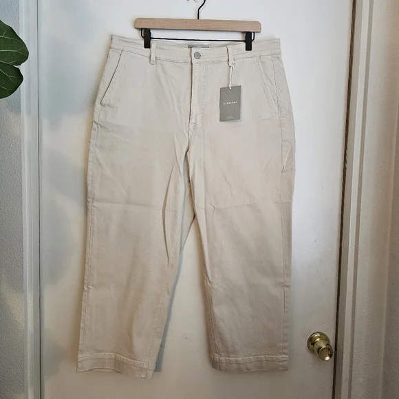 Everlane Women's Straight Leg Cropped Cream Pants *NWT* - Size 20 - Picture 4 of 8